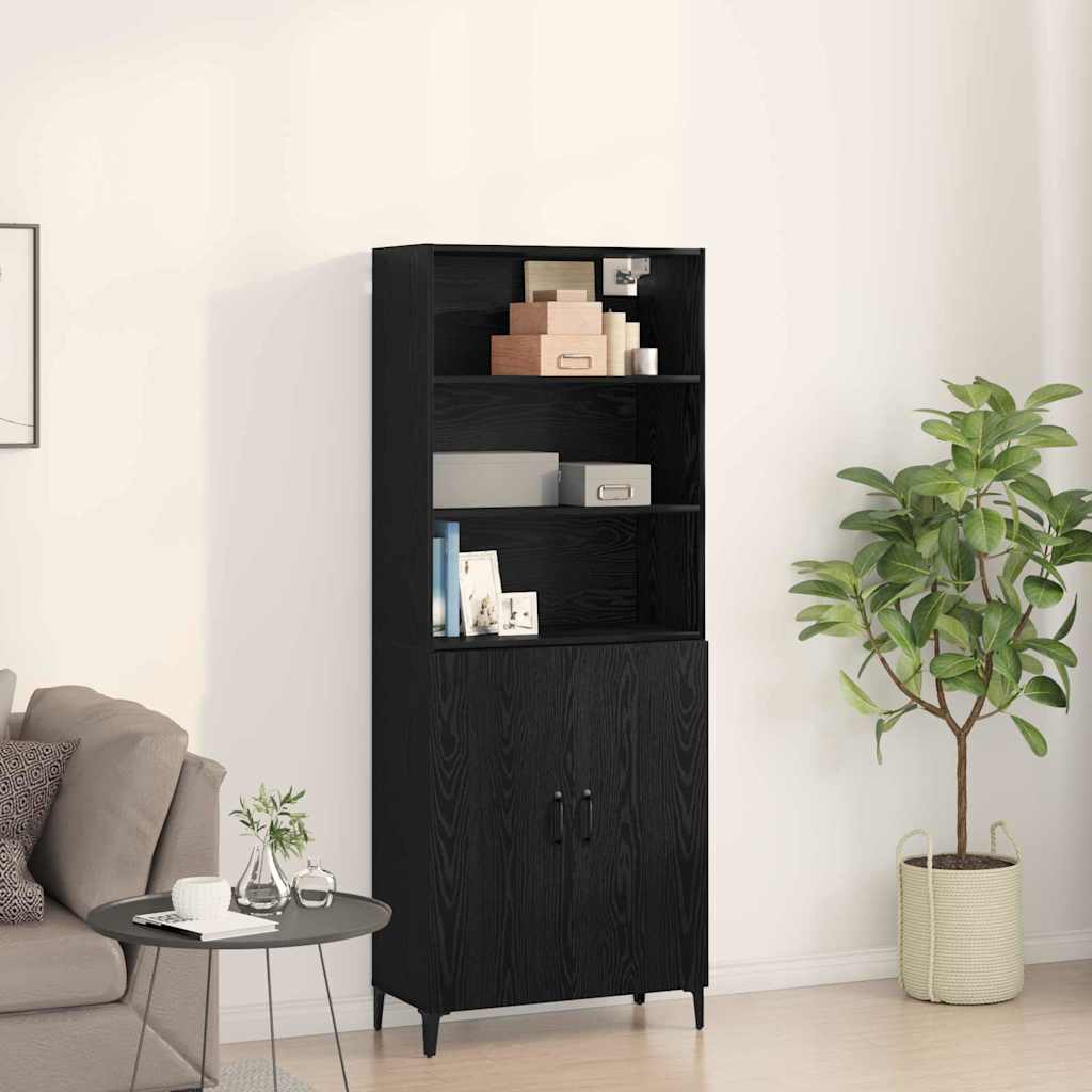 vidaXL Bufet Stejar negru 69.5 x 32.5 x 180 cm Lemn compozit