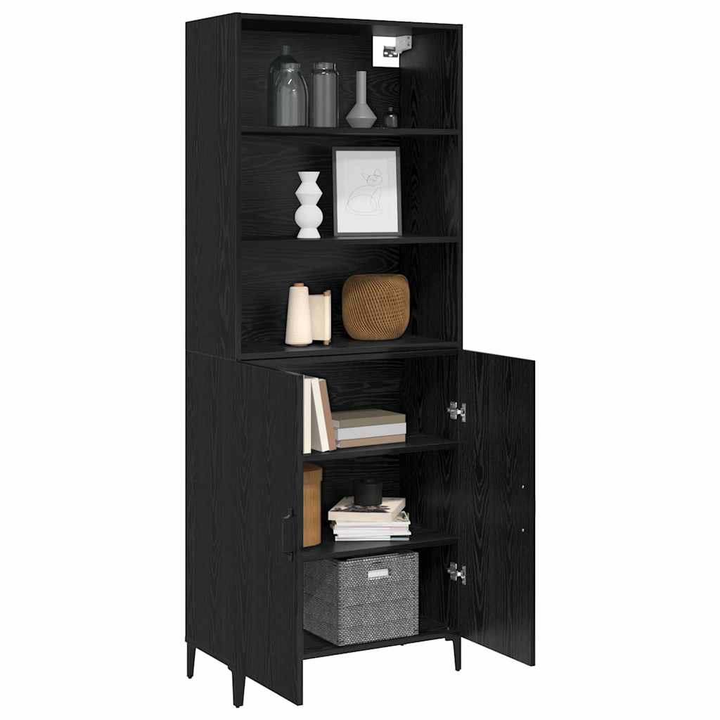 vidaXL Dressoir Zwart eiken 69.5 x 32.5 x 180 cm Bewerkt hout