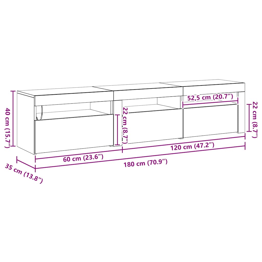 Televizní skříň 2 pcs Černý dub 180 x 35 x 40 cm - obrázek 16