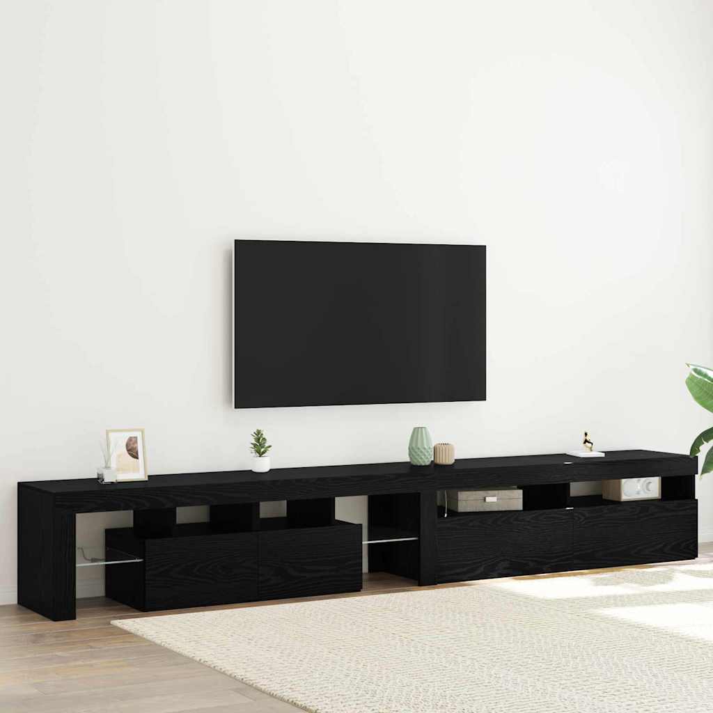 TV skrinky 2 ks s LED svetlami čierny dub inžinierskeho dreva 3332506