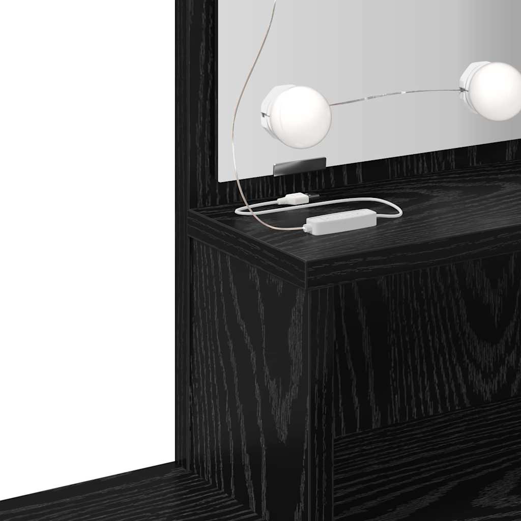 LED Toaletní stolek Set 2 pcs Černý dub kompozitní dřevo - obrázek 14