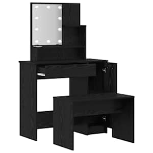 LED Toaletní stolek Set 2 pcs Černý dub kompozitní dřevo - obrázek 6