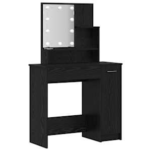 LED Toaletní stolek Set 2 pcs Černý dub kompozitní dřevo - obrázek 7