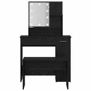 LED Toaletní stolek Set 2 pcs Černý dub kompozitní dřevo - obrázek 9
