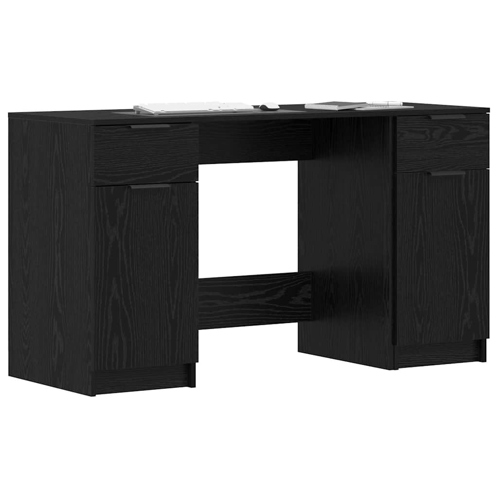 vidaXL Bureau met lade Zwart eiken 133 x 50 x 75 cm Bewerkt hout