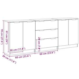 Servírovací skříň se zásuvkou 3 pcs Černý dub 180 x 30 x 70 cm - obrázek 8