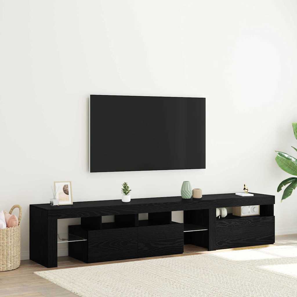 2 ks TV skrinky s LED svetlami z čierneho dubu a inžinierskeho dreva 3332518