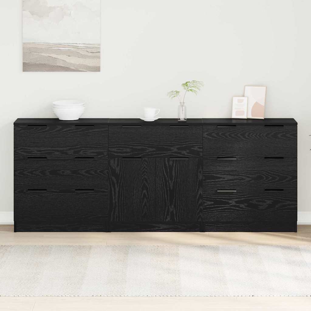 vidaXL Bufet 3 pcs Stejar negru 60 x 30 x 70 cm Lemn compozit