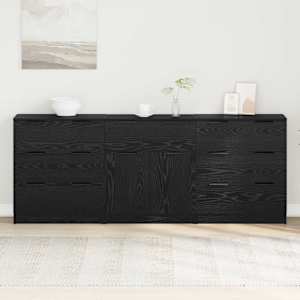 Strani šal s predalom 3 pcs Črna Orehovina 181 x 30 x 70 cm