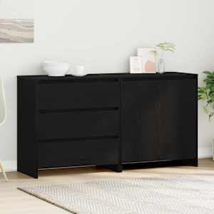 Servírovací skříň 2 pcs Černá 70 x 41 x 75 cm kompozitní dřevo - obrázek 1