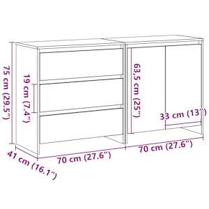 Servírovací skříň 2 pcs Černá 70 x 41 x 75 cm kompozitní dřevo - obrázek 12