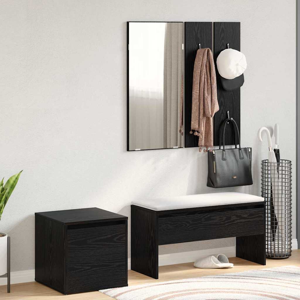vidaXL Set mobilier hol cu sertar 3 pcs Stejar negru 80 x 31 x 40 cm