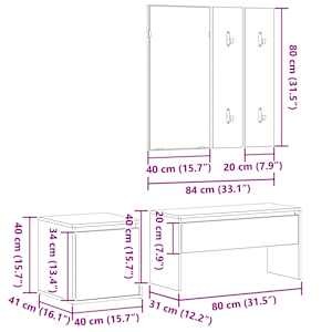 Sestava nábytku do předsíně 3 pcs Černý dub 80 x 31 x 40 cm - obrázek 13