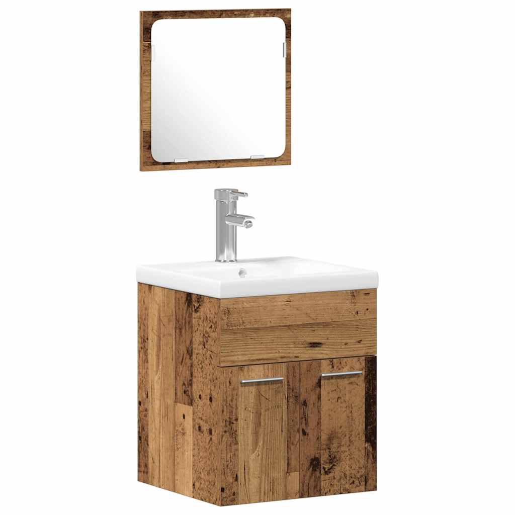 Kylpyhuonekalustesarja ovella 3 pcs Vanha Puu 41 x 38.5 x 46 cm