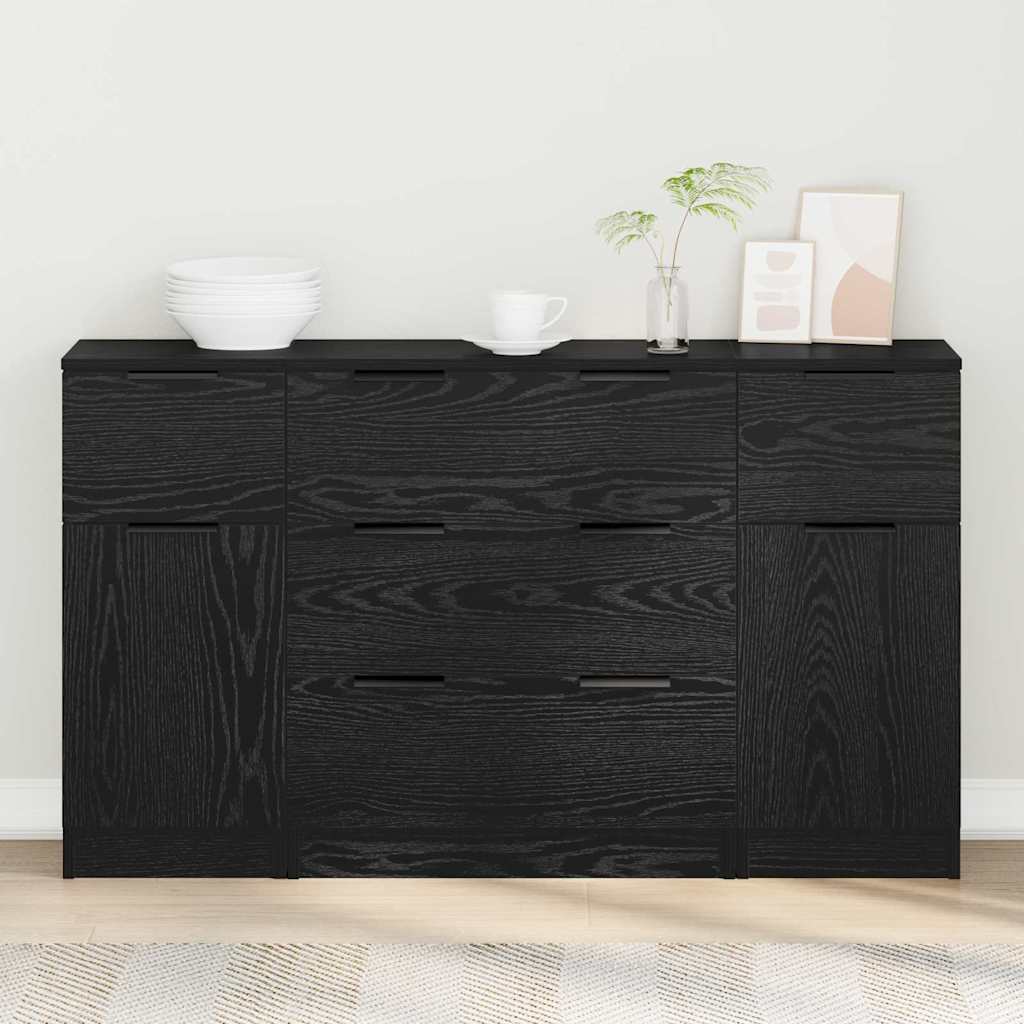 vidaXL Bufet 3 pcs Stejar negru 121 x 30 x 70 cm Lemn compozit