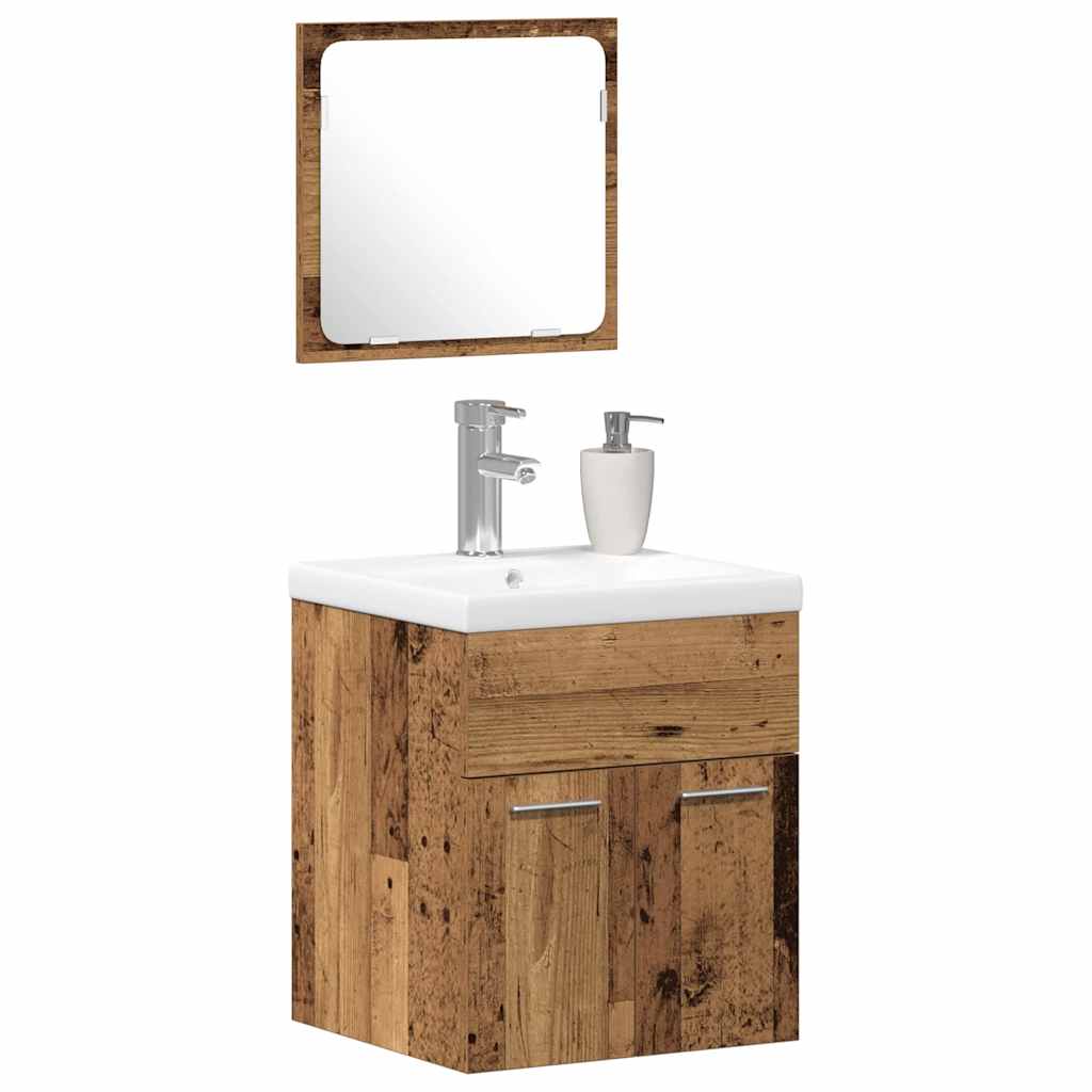vidaXL Badkamermeubelset 3 pcs Oud Hout 41 x 38.5 x 46 cm Bewerkt hout