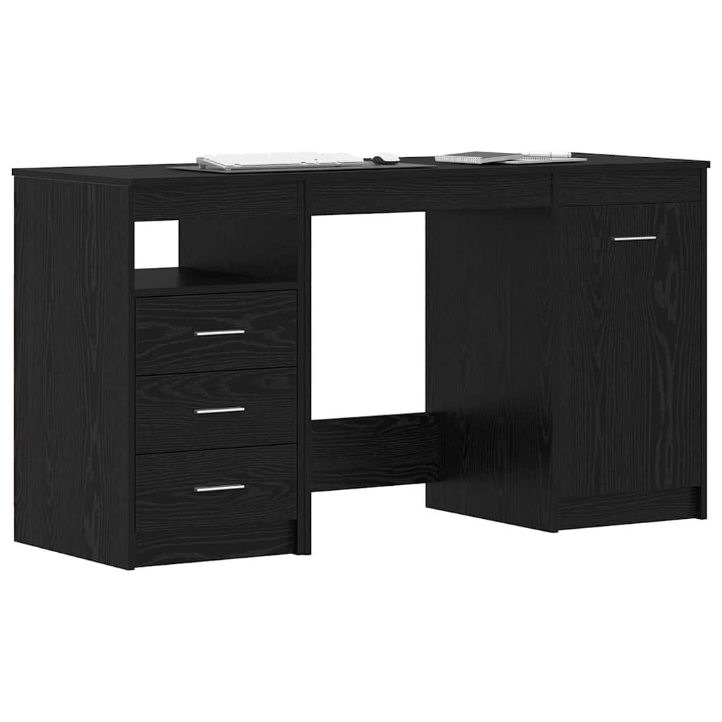 vidaXL Bureau met lade Zwart eiken 140 x 50 x 76 cm Bewerkt hout