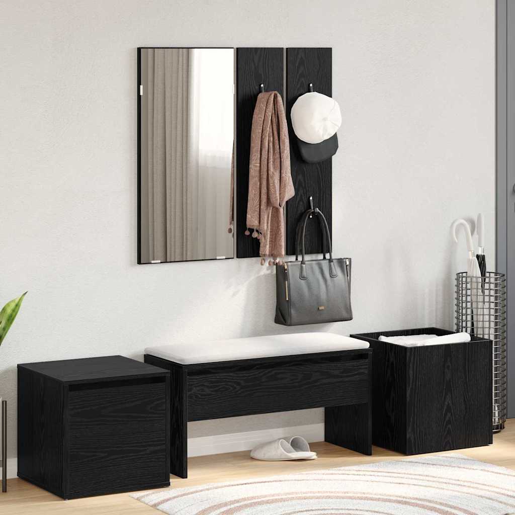 vidaXL Set mobilier hol cu sertar 4 pcs Stejar negru 80 x 31 x 40 cm