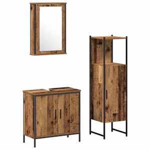 vidaXL Vannitoa m&ouml;&ouml;bleset 3 tk Pruun 33 x 33 x 120,5 cm Tehispuit