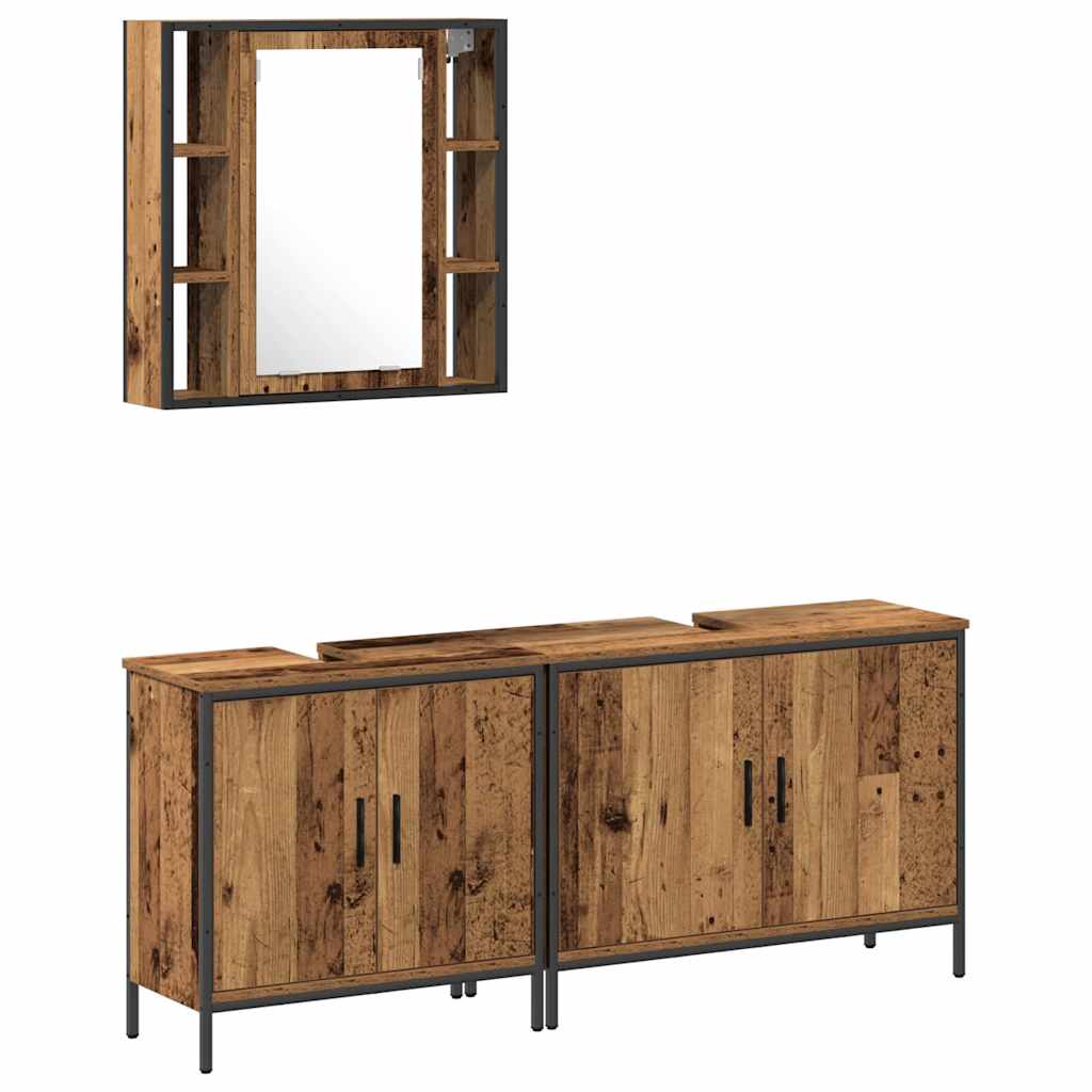 Kylpyhuonekalustesetti hyllyllä 3 pcs Ruskea 60 x 16 x 60 cm