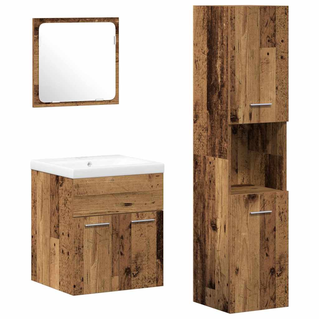 Kylpyhuonekalustesarja ovella 4 pcs Vanha Puu 41 x 38.5 x 46 cm