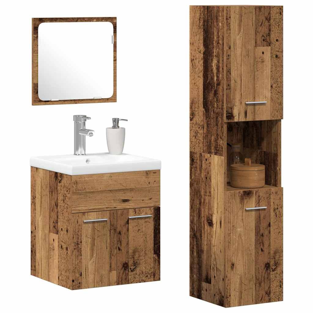 vidaXL Badkamermeubelset 4 pcs Oud Hout 41 x 38.5 x 46 cm Bewerkt hout