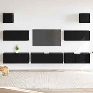 Komplet TV omaric 7 pcs Črna Orehovina 100 x 30 x 30 cm