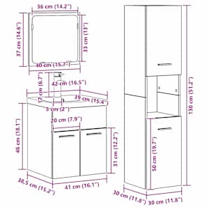 Sada koupelnového nábytku 4 pcs Staré dřevo kompozitní dřevo - obrázek 15