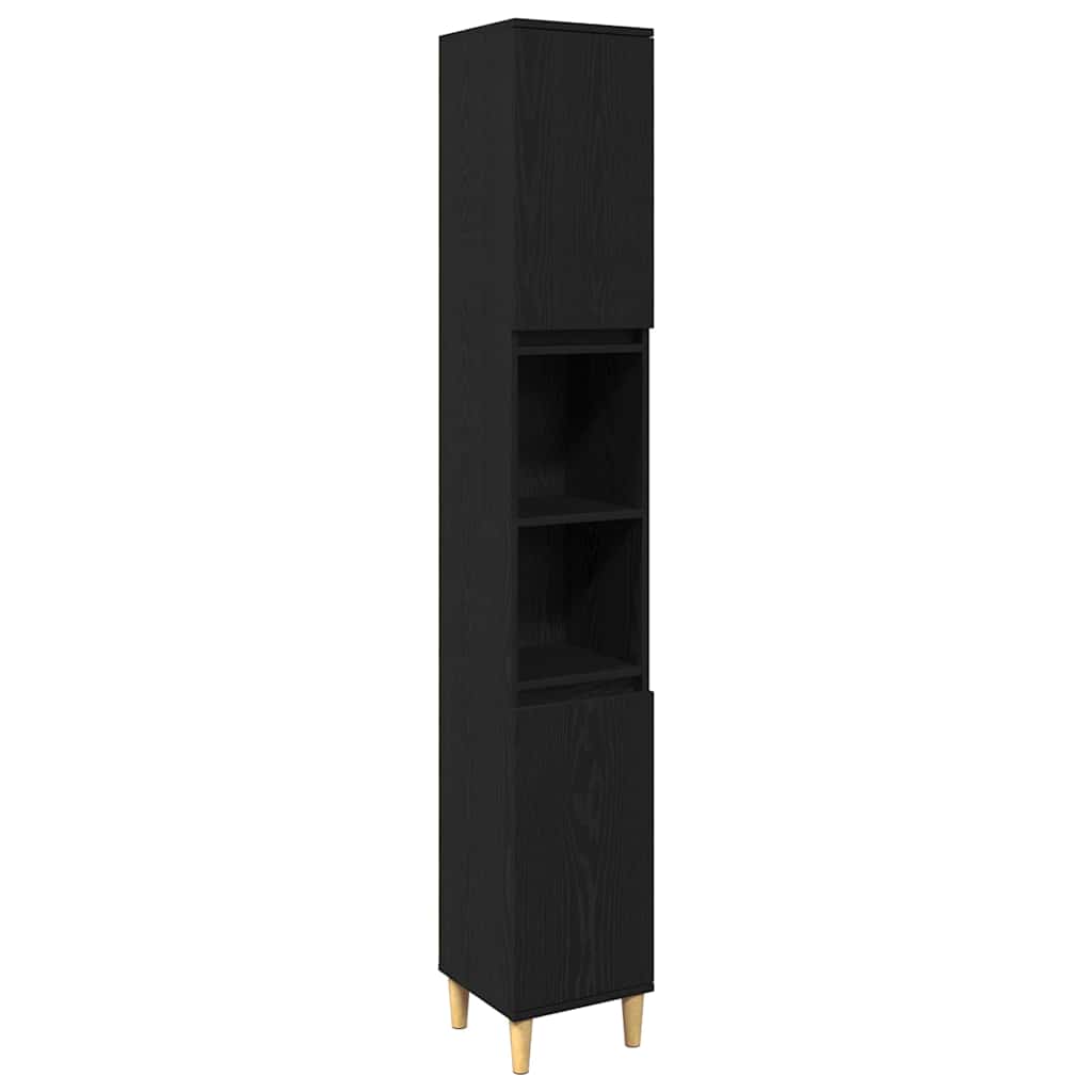 3 osan kylpyhuonekalustesarja Musta tammi Tekninen puu, vidaXL Kylpyhuonekappi Musta tammi 30x30x190 cm Tekninen puu, vidaXL Kylpyhuonekappi Musta tammi 30x30x100 cm Tekninen puu