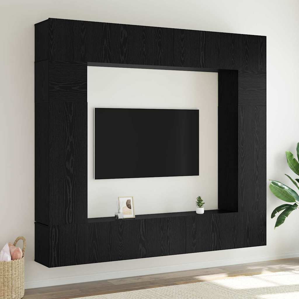 vidaXL Set comodă TV 8 pcs Stejar negru 100 x 30 x 30 cm Lemn compozit