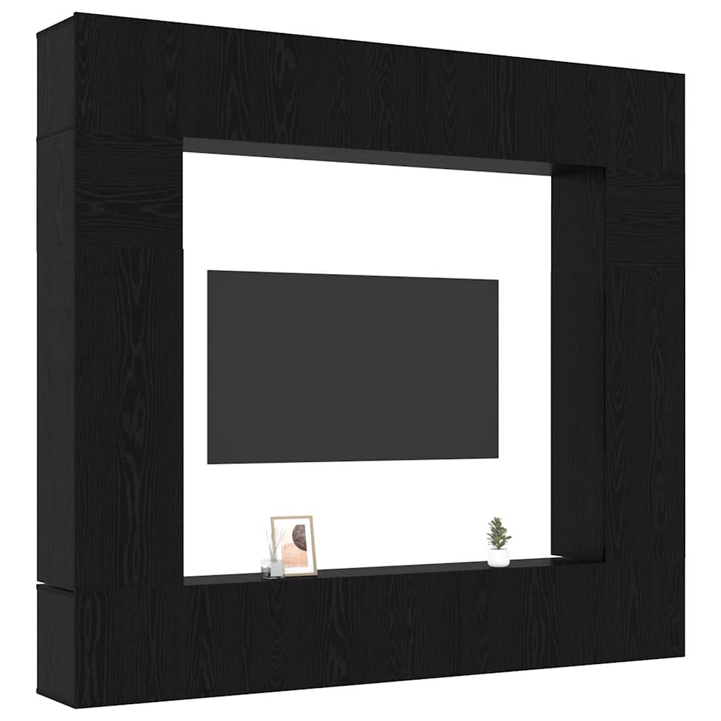 vidaXL Tv-meubelset 8 pcs Zwart eiken 100 x 30 x 30 cm Bewerkt hout