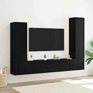 Sestava TV skříněk Nástěnný 4 pcs Černý dub kompozitní dřevo