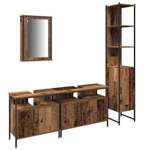 vidaXL Vannitoa m&ouml;&ouml;bleset 4 tk Vana puit 33 x 33 x 185,5 cm Tehispuit