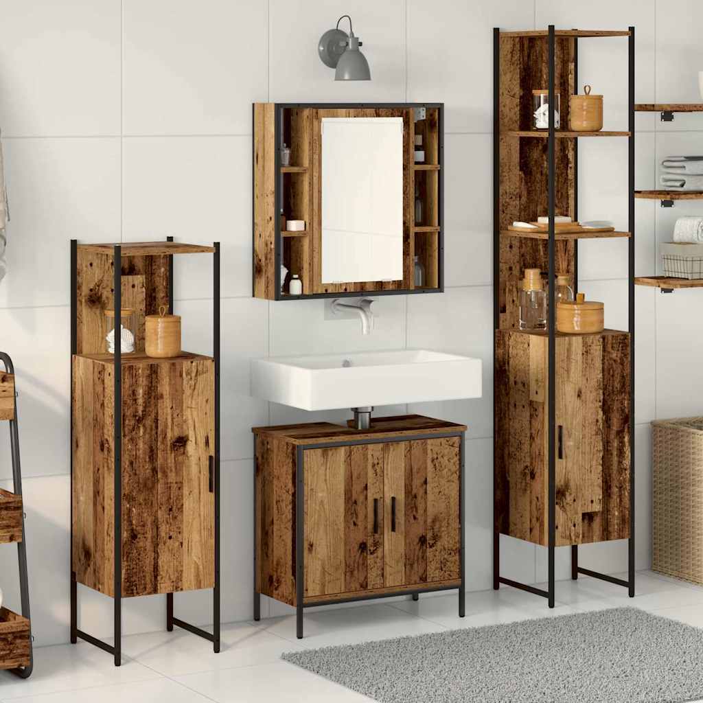 Kylpyhuonekalustesetti hyllyllä 4 pcs Ruskea 33 x 33 x 185.5 cm
