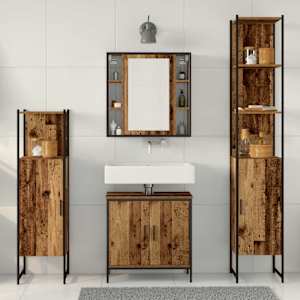 Sada koupelnového nábytku 4 pcs Hnědá 33 x 33 x 185.5 cm - obrázek 4