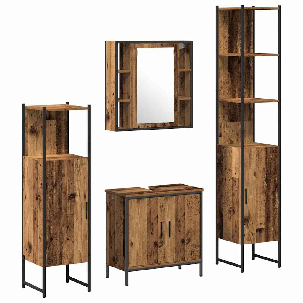Kylpyhuonekalustesetti hyllyllä 4 pcs Ruskea 33 x 33 x 185.5 cm
