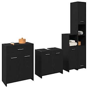 Sada koupelnového nábytku 4 pcs Černý dub kompozitní dřevo - obrázek 3