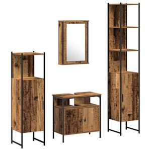 vidaXL Vannitoa m&ouml;&ouml;bleset 4 tk Vana puit 33 x 33 x 185,5 cm Tehispuit
