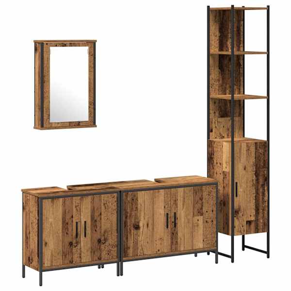 vidaXL Vannitoa m&ouml;&ouml;bleset 4 tk Pruun 33 x 33 x 185,5 cm Tehispuit