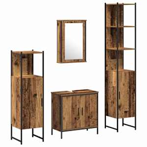 vidaXL Vannitoa m&ouml;&ouml;bleset 4 tk Pruun 33 x 33 x 185,5 cm Tehispuit