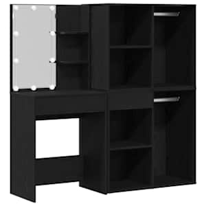 LED Toaletní stolek Set se zásuvkou Černý dub 140 x 40 x 140 cm - obrázek 2