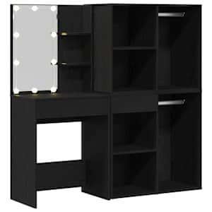 LED Toaletní stolek Set se zásuvkou Černý dub 140 x 40 x 140 cm - obrázek 5