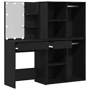 LED Toaletní stolek Set se zásuvkou Černý dub 140 x 40 x 140 cm - obrázek 6