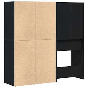 LED Toaletní stolek Set se zásuvkou Černý dub 140 x 40 x 140 cm - obrázek 12
