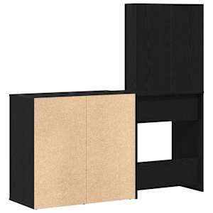 LED Toaletní stolek Set se zásuvkou Černý dub 140 x 40 x 140 cm - obrázek 11