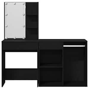 LED Toaletní stolek Set se zásuvkou Černý dub 140 x 40 x 140 cm - obrázek 9