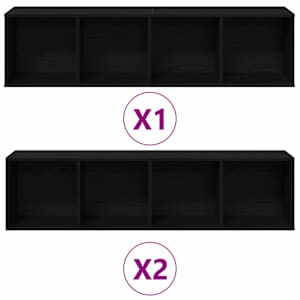 Knihovna 3 pcs Černý dub 36 x 30 x 143 cm kompozitní dřevo - obrázek 5