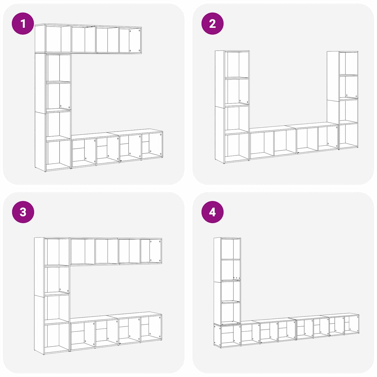 Bogreol 12 niveauer 3 stk. 36 x 30 x 143 cm Konstrueret træ - Billede 11