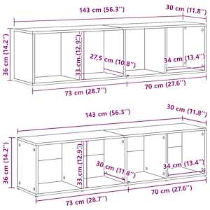 Knihovna 3 pcs Černý dub 36 x 30 x 143 cm kompozitní dřevo - obrázek 15