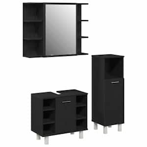 vidaXL Vannitoa m&ouml;&ouml;bleset 3 tk Must 30 x 30 x 99,5 cm Tehispuit